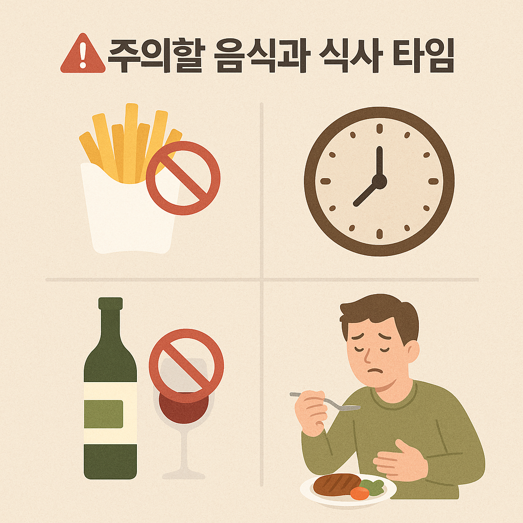 급성 위염 주의할 음식과 식사시간 이미지